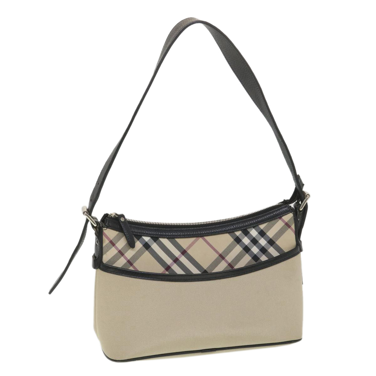 Burberry Shoulder Bag Nylon Beige Black Auth 38697